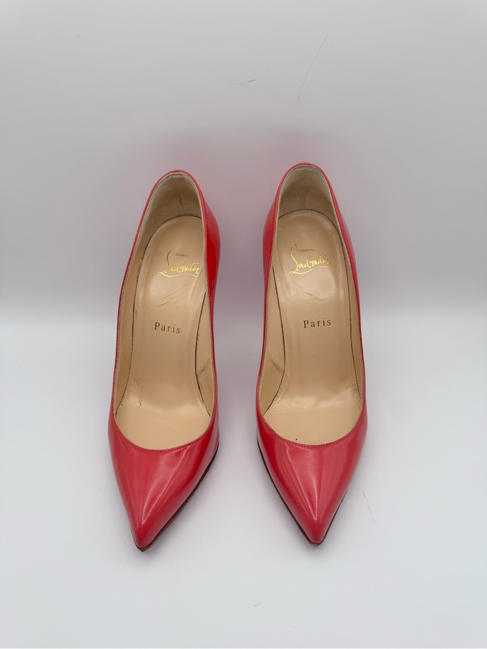 Christian Louboutin Kate 100 Coral Patent Pumps Size 36.5